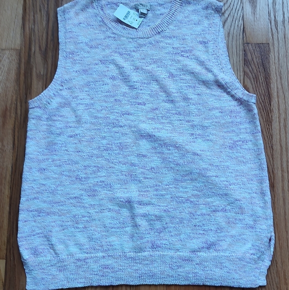J Crew Knit Cotton Linen Vest Sweater Pink Purple White Coral Sleeveless XL - Picture 5 of 16